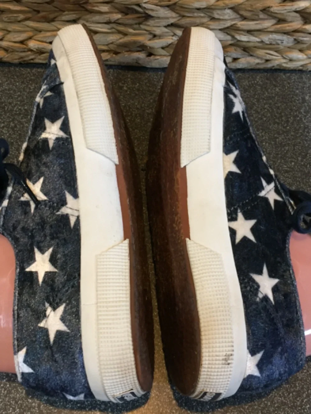 Superga Navy Blue Star Print Sneakers